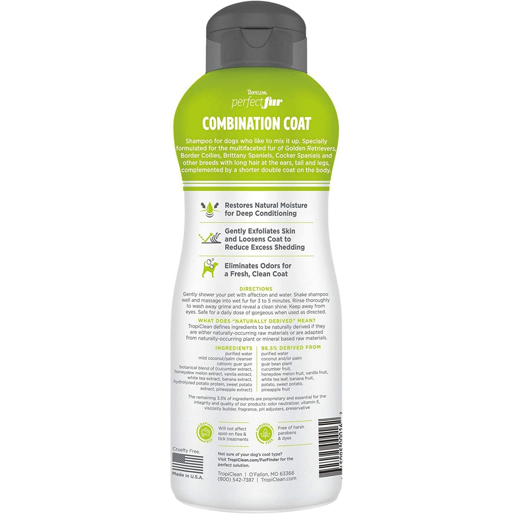 Tropiclean Perfect Fur Sweet Citrus Shed Reducing Conditioning and Deodorizing Combo Dog Shampoo - 16 Oz