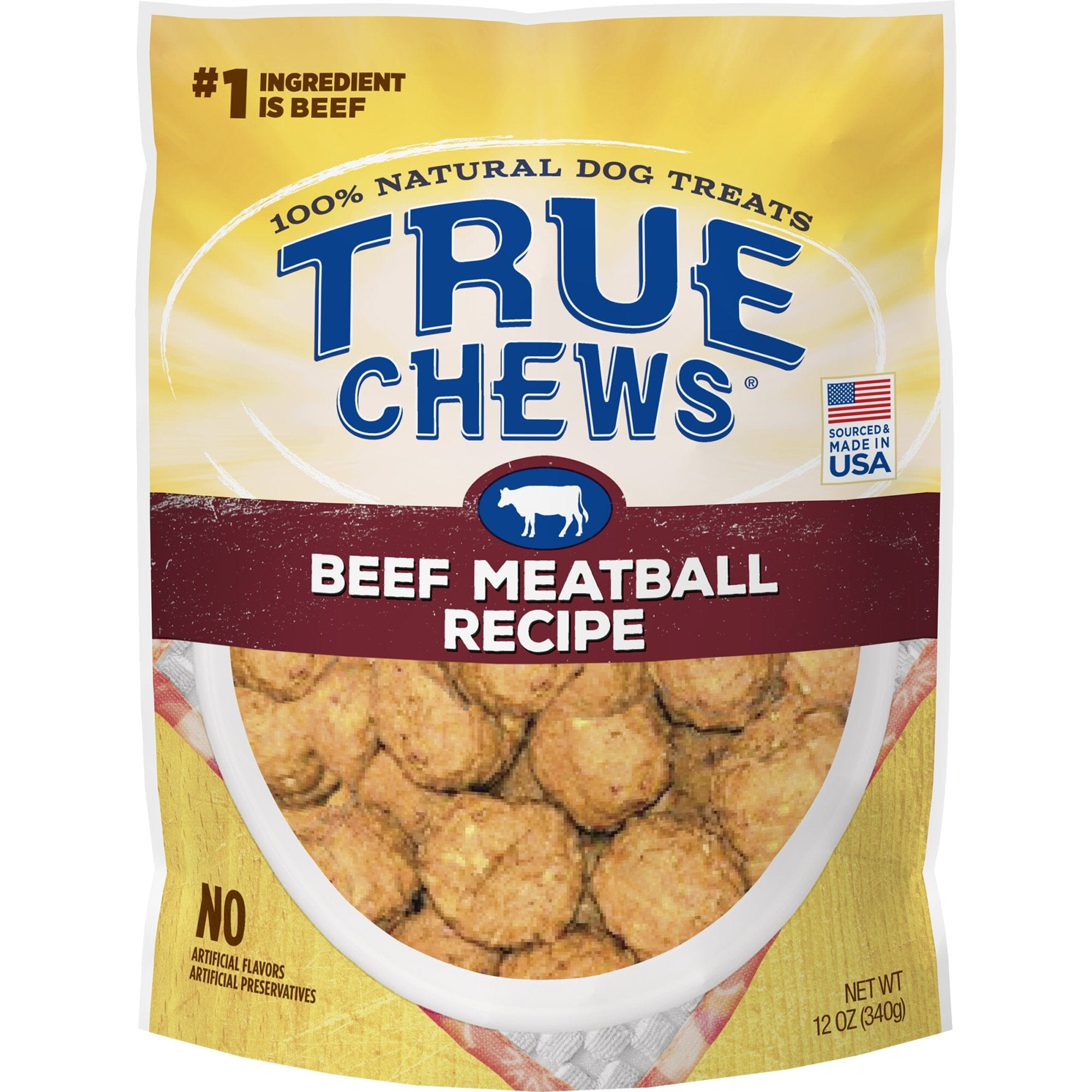 True Chews Meatball Recipe Treat Soft and Chewy Dog Treats - Beef - 12 Oz