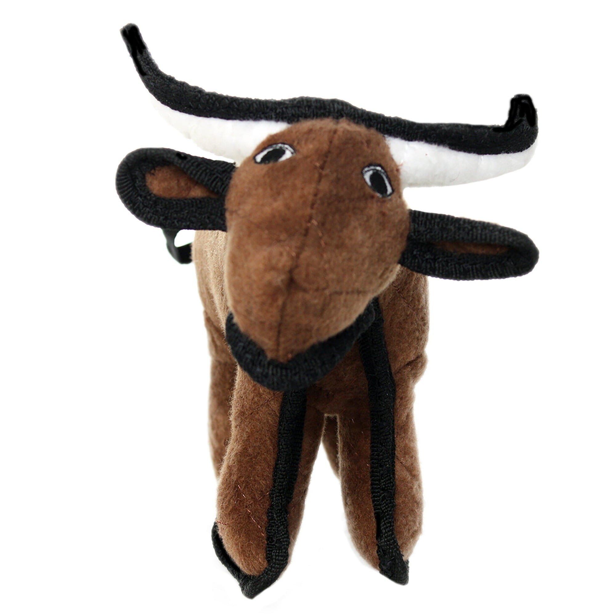 Tuffy Junior Barnyard Bull Reinforced Durable Squeak and Floating Plush Dog Toy - Brown