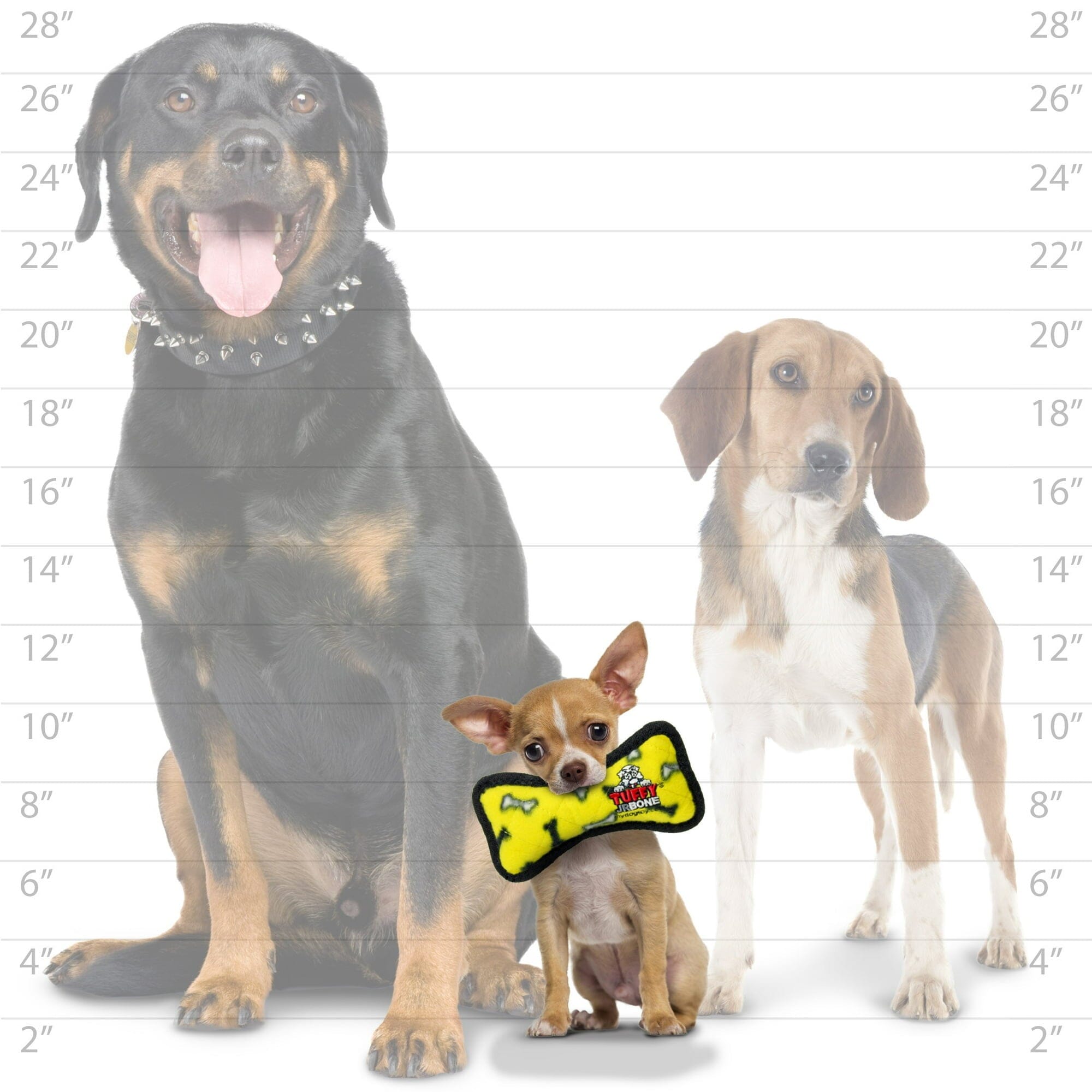 Tuffy Junior Bone Reinforced Durable Squeak Fetch and Floating Plush Dog Toy - Yellow 