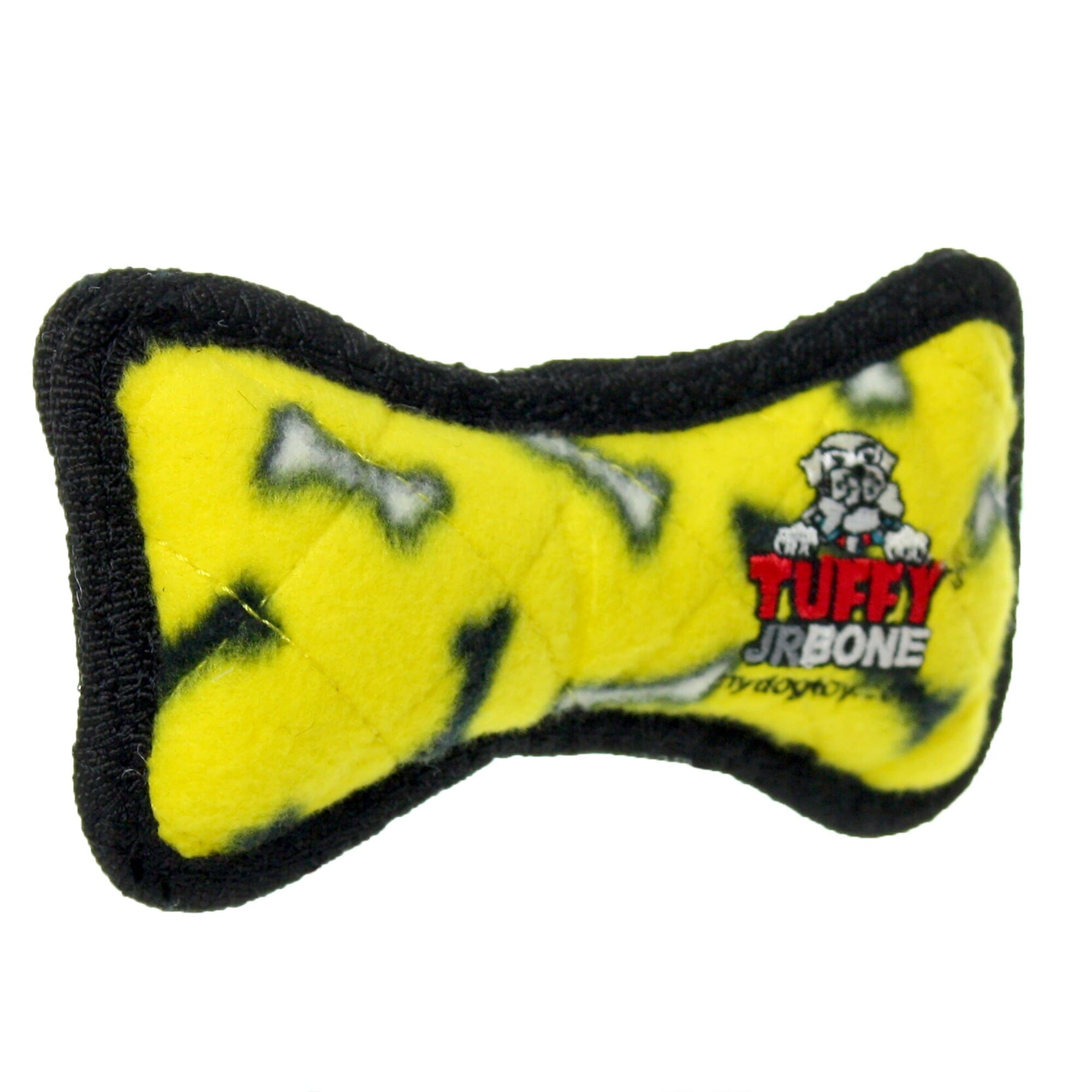 Tuffy Junior Bone Reinforced Durable Squeak Fetch and Floating Plush Dog Toy - Yellow 