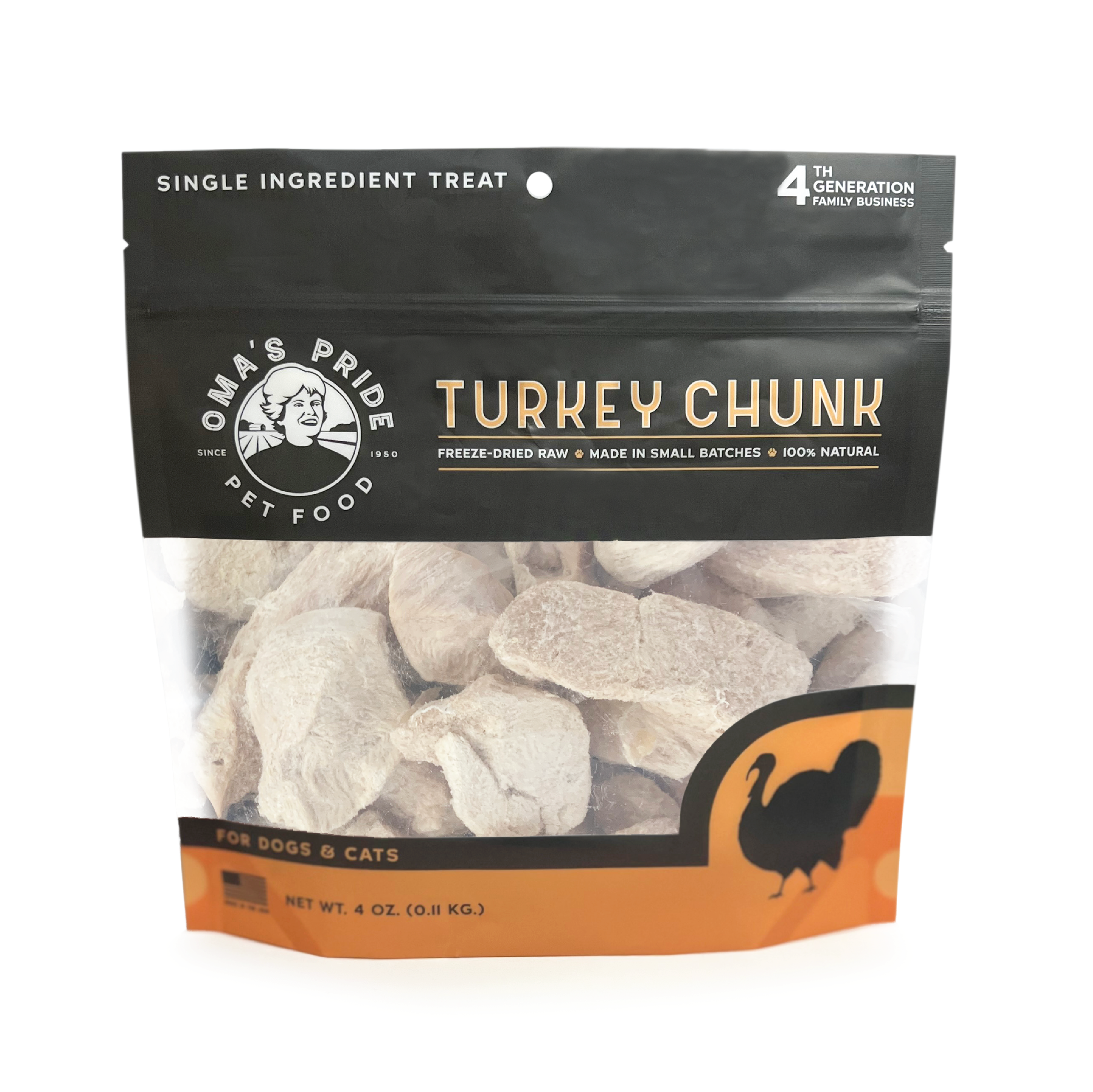 Omas Pride Turkey Breast Chunks Freeze-Dried Natural Cat and Dog Chews