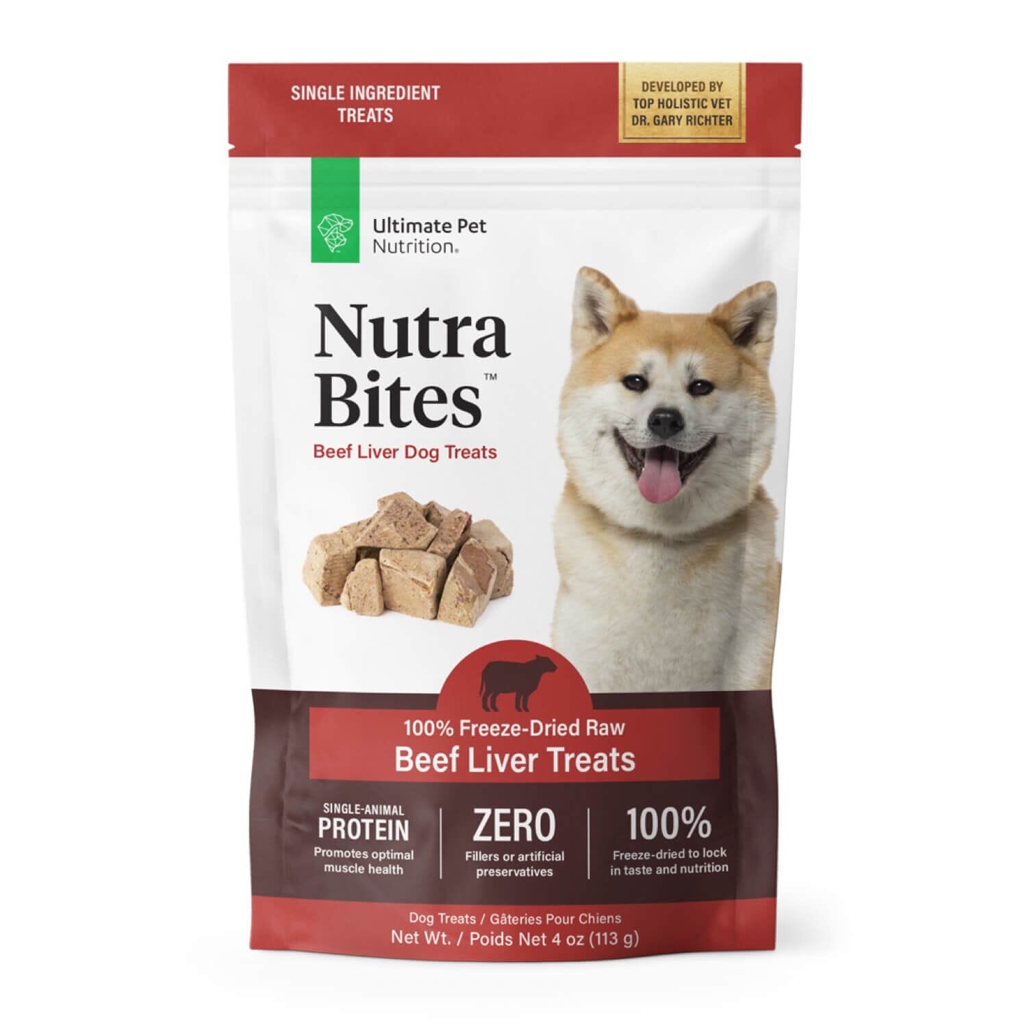 Ultimate Pet Nutrition Nutra Bites Single Ingredient Beef Liver Freeze-Dried Raw Training Dog Treats or Food Topper - 4 Oz Default Title