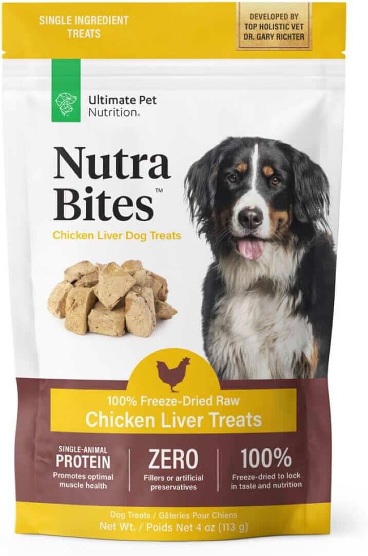 Ultimate Pet Nutrition Nutra Bites Single Ingredient Chicken Liver Freeze-Dried Raw Training Dog Treats or Food Topper - 4 Oz Default Title
