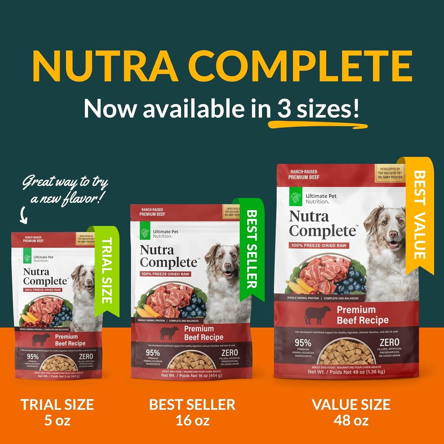 Ultimate Pet Nutrition Nutra Complete Premium Beef with Antioxidants Freeze-Dried Raw Dog Food