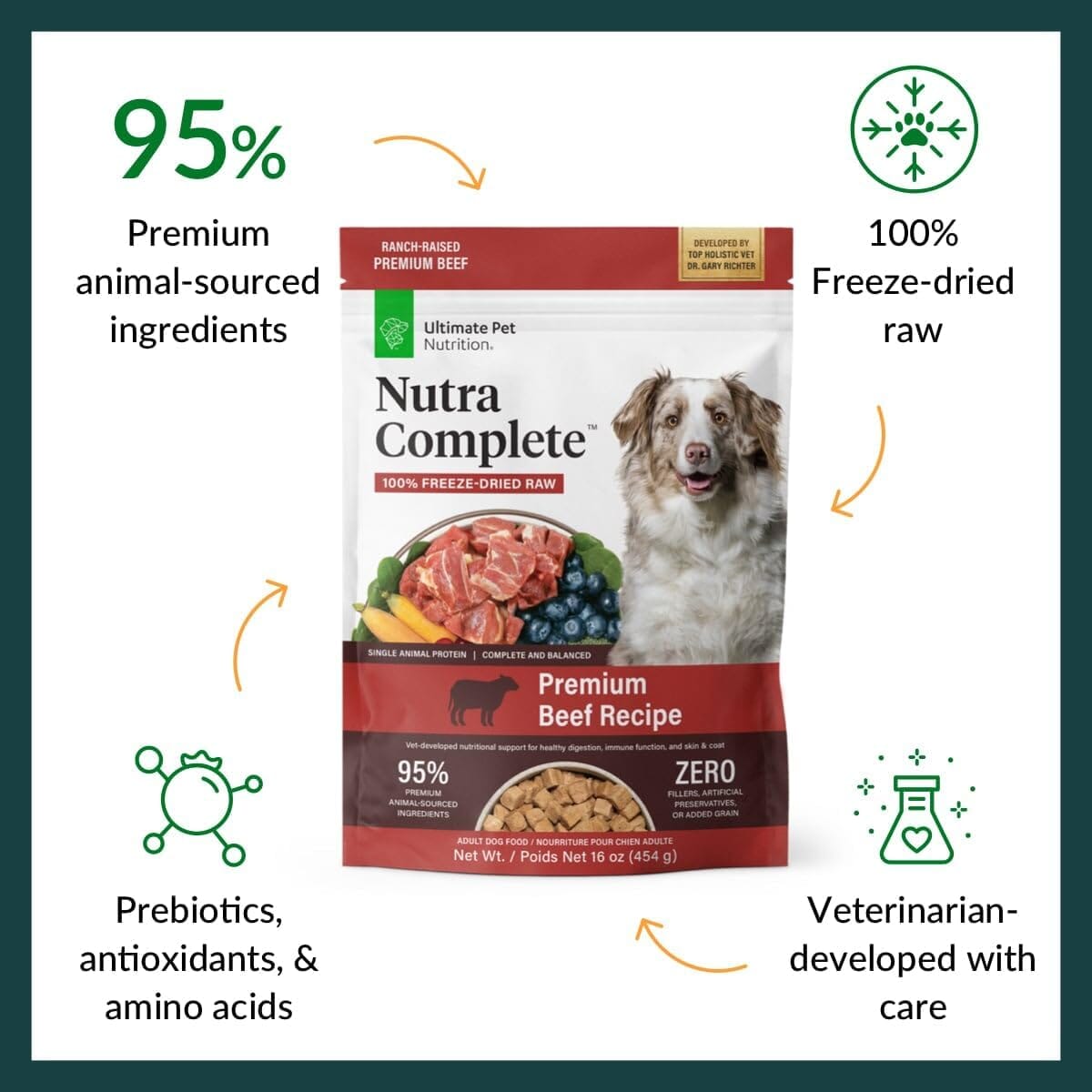 Ultimate Pet Nutrition Nutra Complete Premium Beef with Antioxidants Freeze-Dried Raw Dog Food