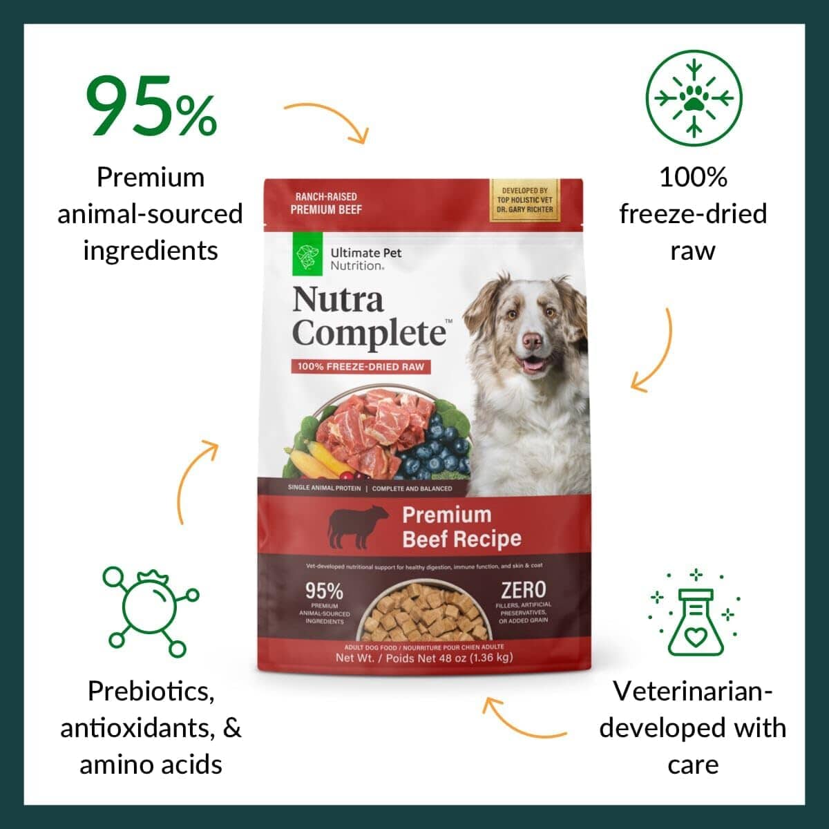Ultimate Pet Nutrition Nutra Complete Premium Beef with Antioxidants Freeze-Dried Raw Dog Food