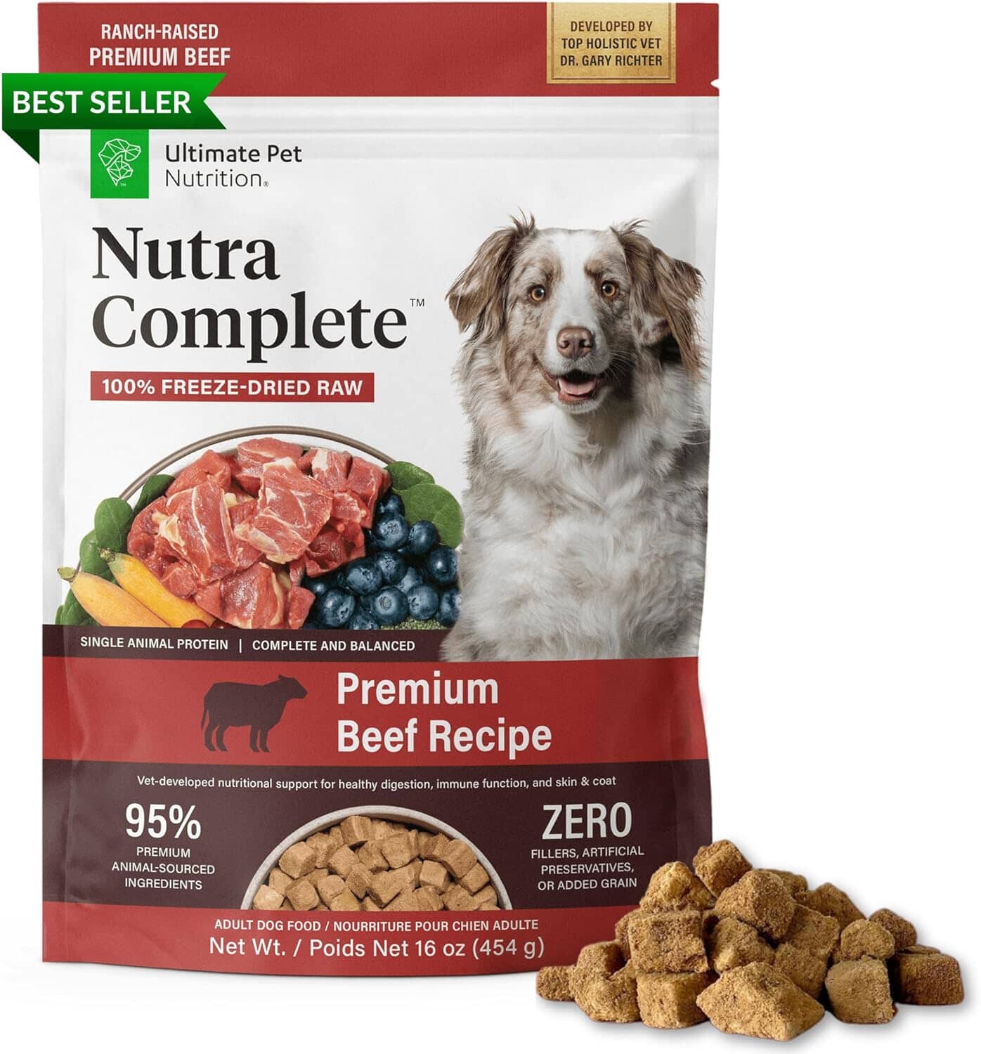 Ultimate Pet Nutrition Nutra Complete Premium Beef with Antioxidants Freeze-Dried Raw Dog Food 16 Ounce