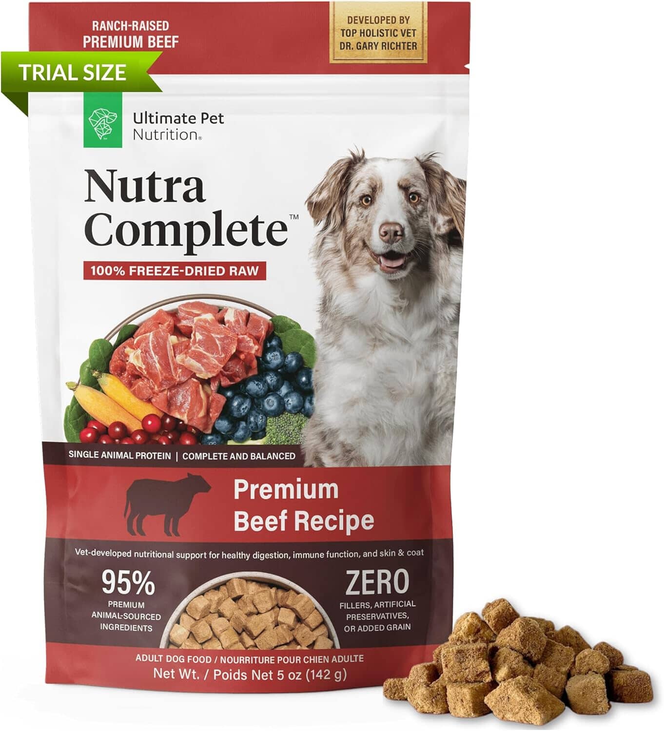 Ultimate Pet Nutrition Nutra Complete Premium Beef with Antioxidants Freeze-Dried Raw Dog Food 5 Ounce