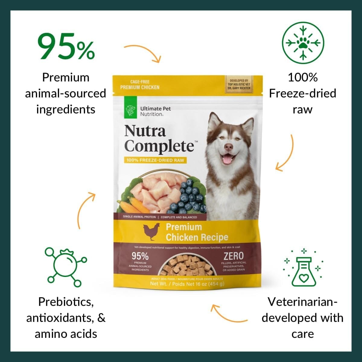 Ultimate Pet Nutrition Nutra Complete Premium Chicken with Antioxidants Freeze-Dried Raw Dog Food