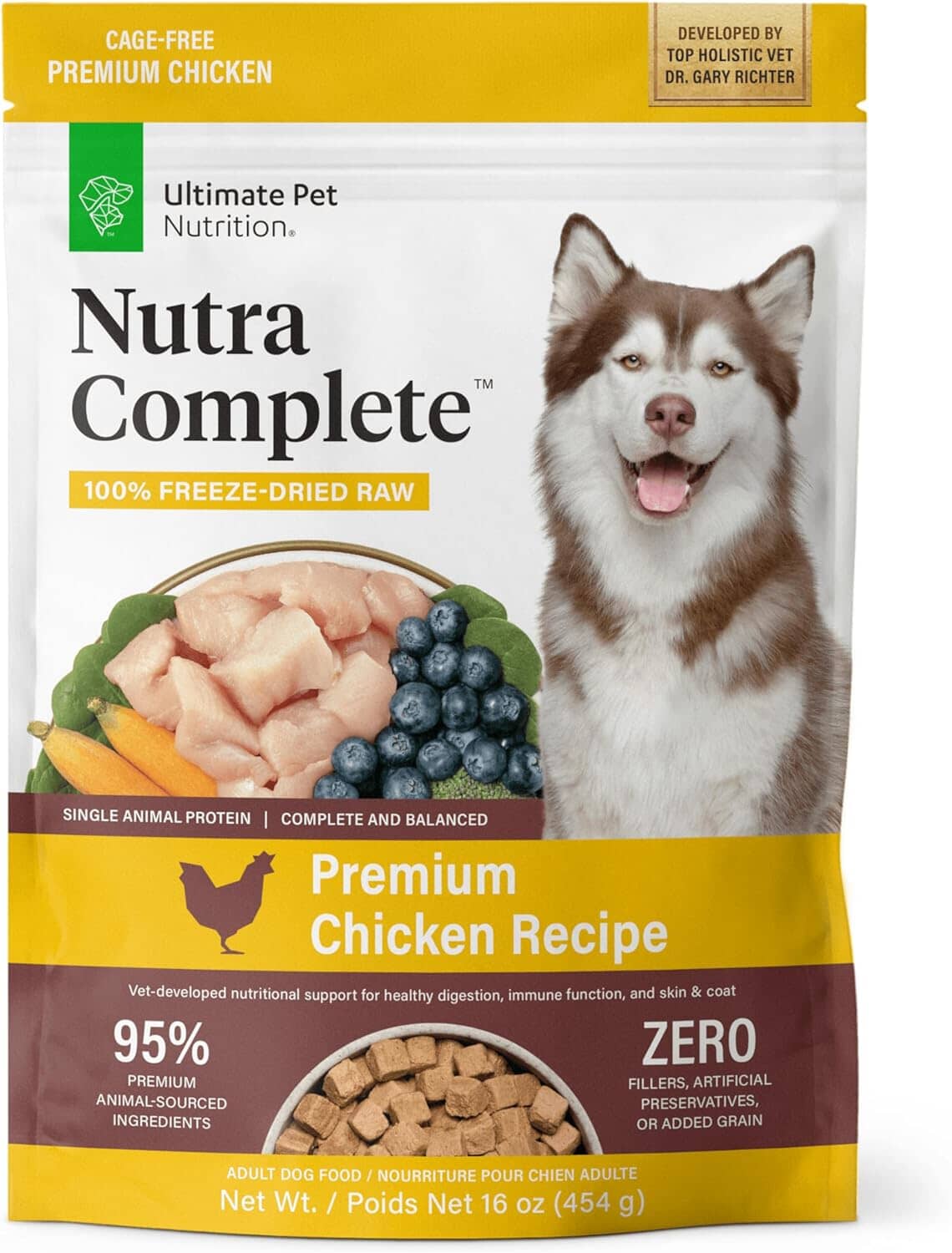 Ultimate Pet Nutrition Nutra Complete Premium Chicken with Antioxidants Freeze-Dried Raw Dog Food 16 Ounce
