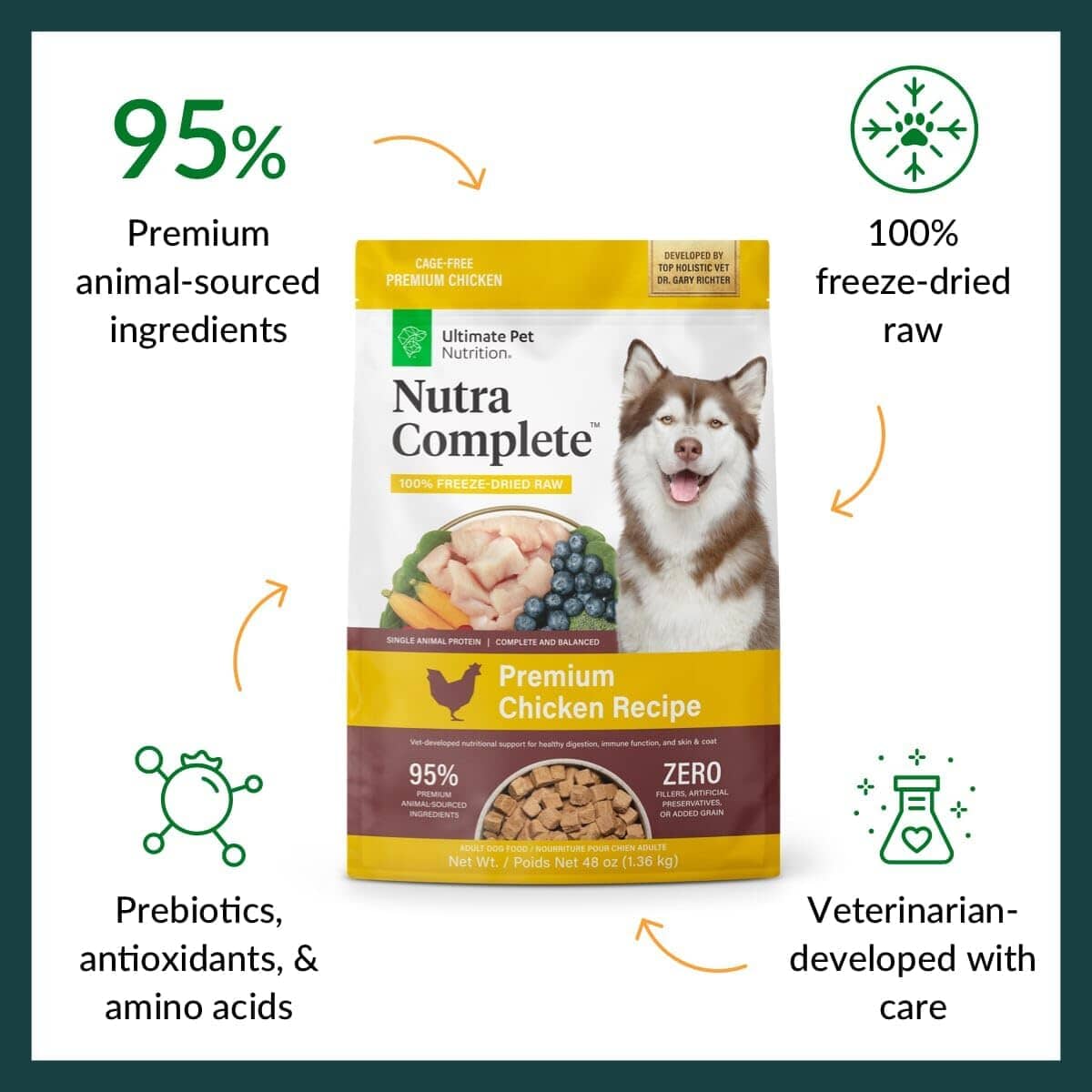 Ultimate Pet Nutrition Nutra Complete Premium Chicken with Antioxidants Freeze-Dried Raw Dog Food
