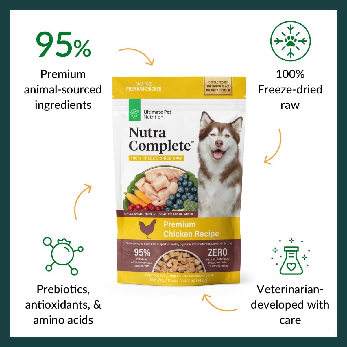Ultimate Pet Nutrition Nutra Complete Premium Chicken with Antioxidants Freeze-Dried Raw Dog Food