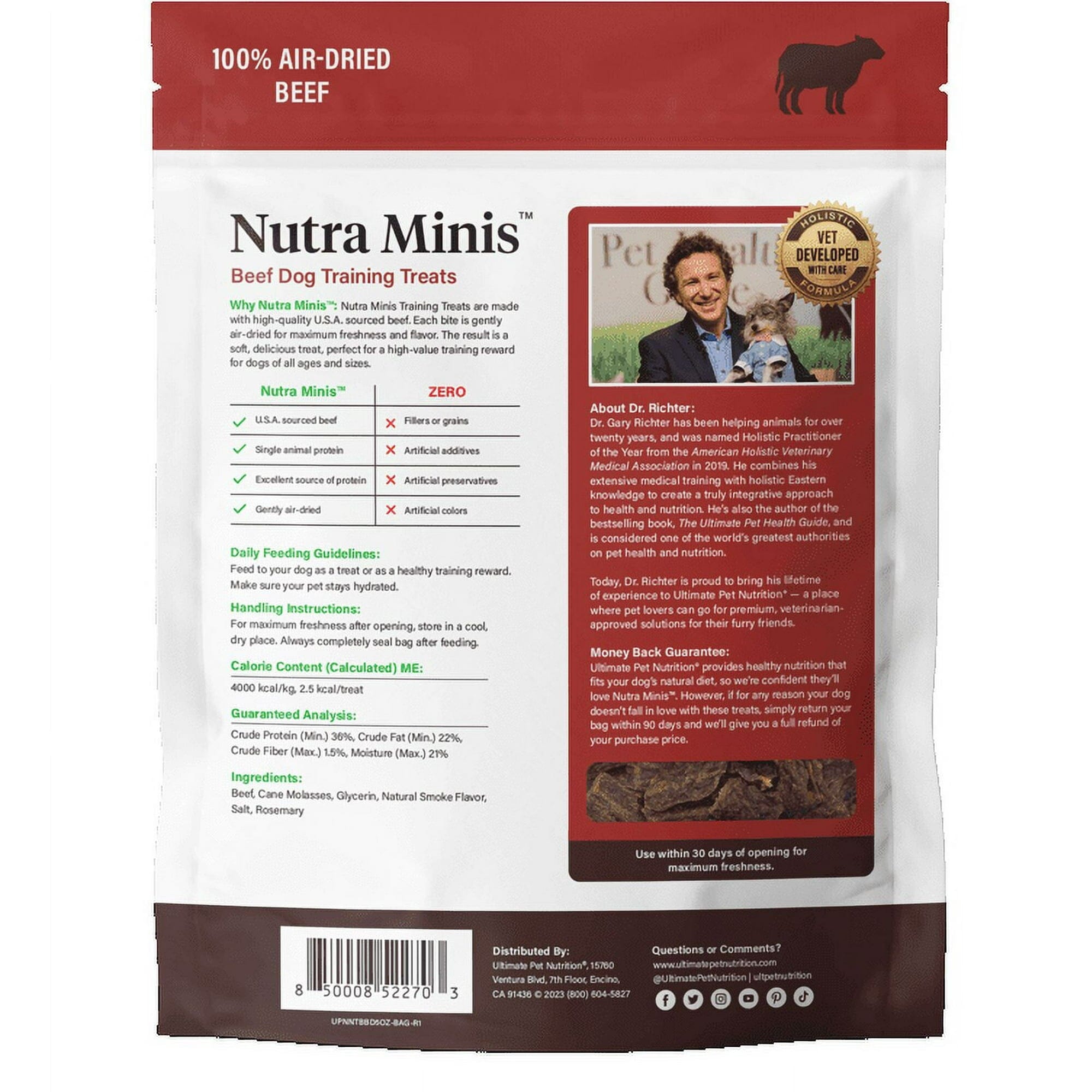 Ultimate Pet Nutrition Nutra Mini's Beef Recipe Air-Dried Training Dog Treats - 5 Oz