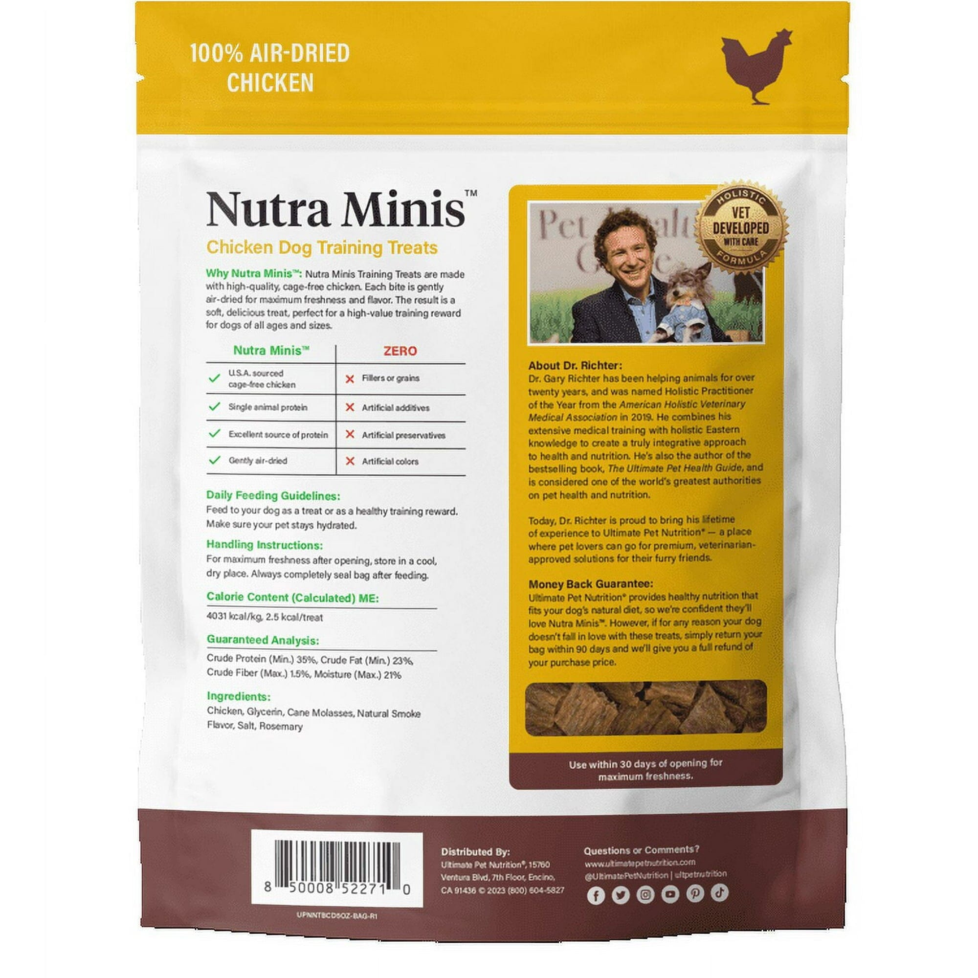 Ultimate Pet Nutrition Nutra Mini's Chicken Recipe Air-Dried Training Dog Treats - 5 Oz
