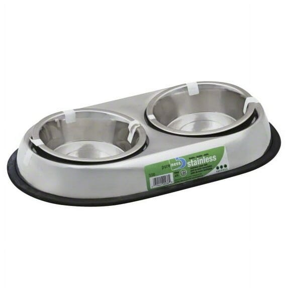 Van Ness Non-Skid Double Dish Stainless Steel Dual 8 Ounce Food and Water Cat and Dog Bowl - 16 Oz Default Title