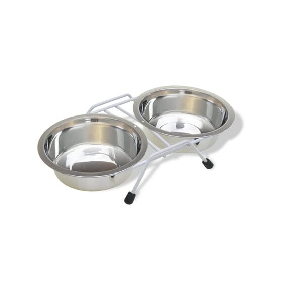 Van Ness Raised Double Dish Stainless Steel Wire Rack Dual 8 Ounce Food and Water Cat and Dog Bowl - 16 Oz Default Title