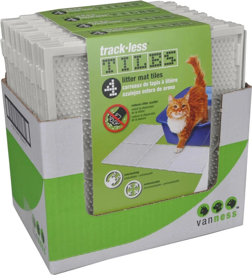 Van Ness Trackless Litter Mat Tiles Cat Mats - White - 4 Pack - 4 Count