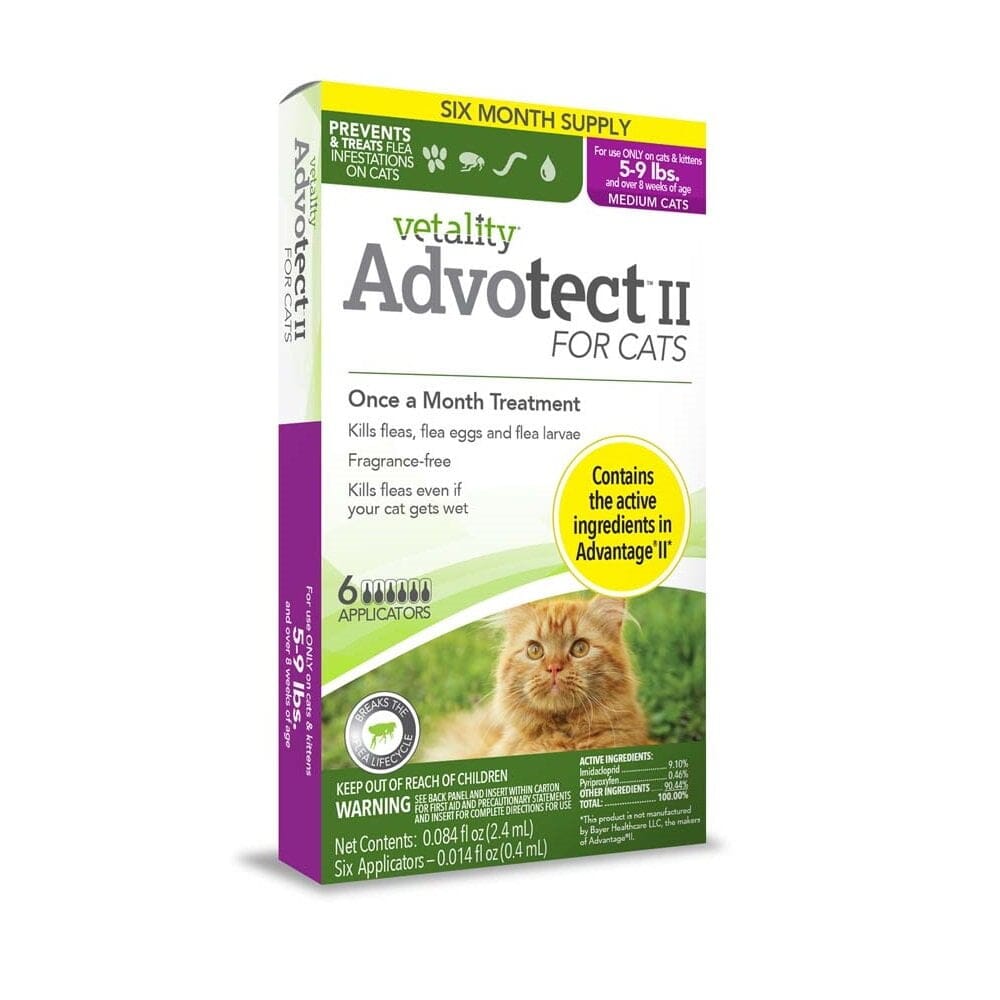 Vetality Advotect II Topical Flea and Tick for Cats - 5 - 9 Lbs - 6 Pack