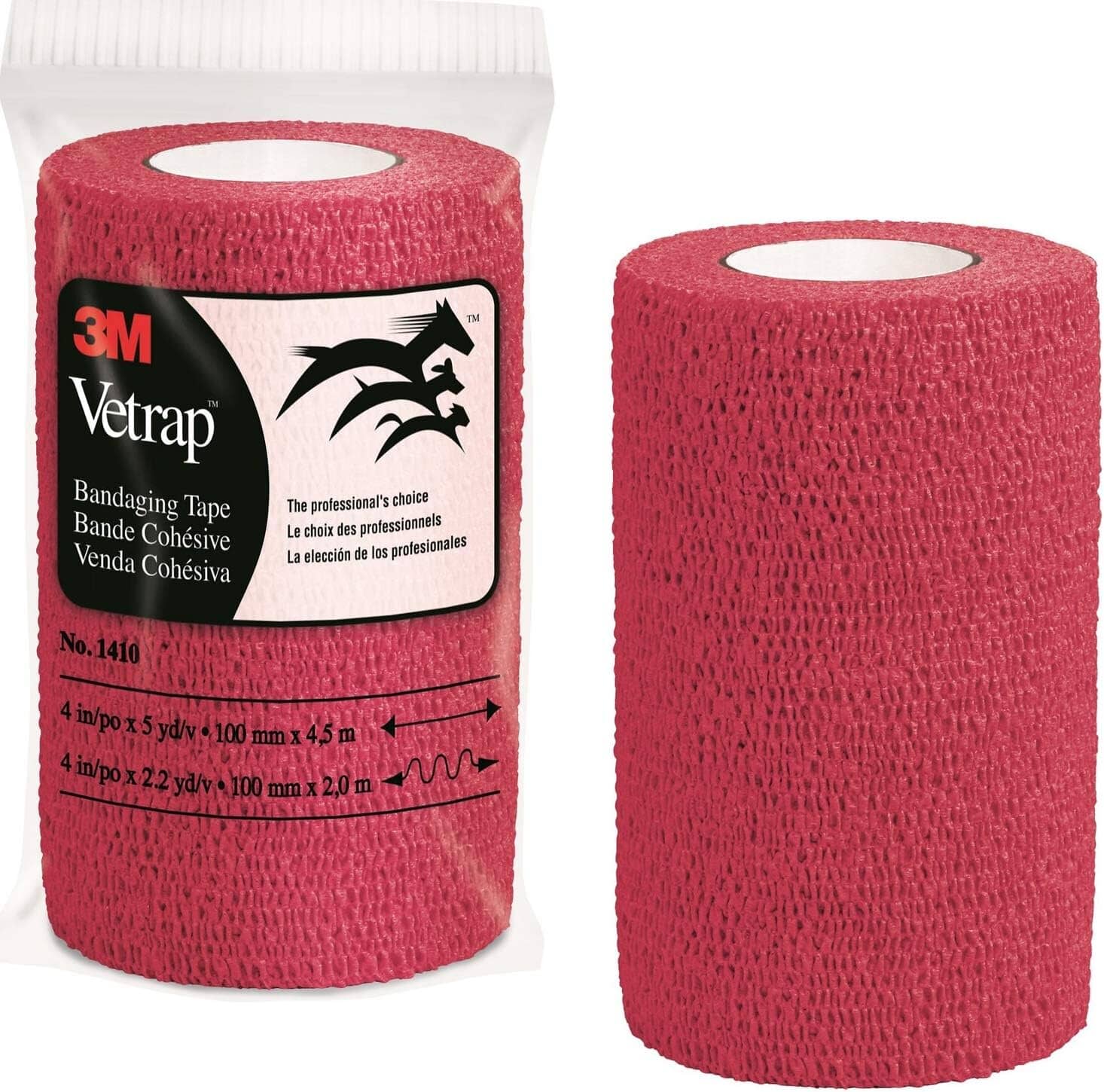 Vetrap Bandaging Tape Bulk - Red - 4 In X 5 Yd - 100 Pack