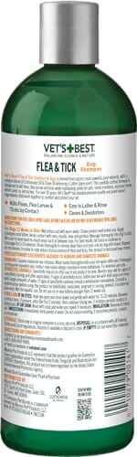 Vet's Best Natural Flea and Tick Cotton Spice Scent Plant-Based Dog Shampoo - 12 Oz