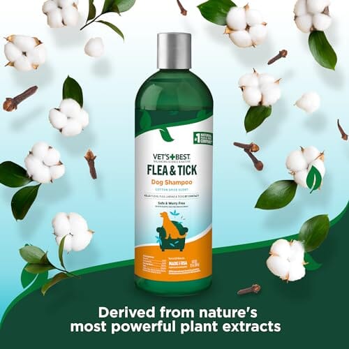 Vet's Best Natural Flea and Tick Cotton Spice Scent Plant-Based Dog Shampoo - 12 Oz