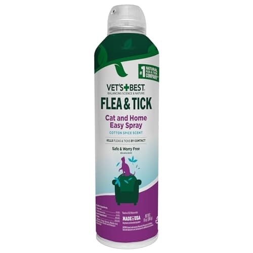 Vet's Best Natural Flea and Tick Cotton Spice Scent Plant-Based Home and Cat Spray 14 Ounce