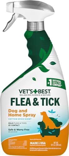 Vet's Best Natural Flea and Tick Cotton Spice Scent Plant-Based Home and Dog Spray 32 Ounce