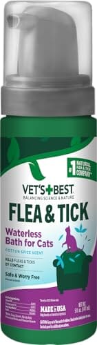 Vet's Best Natural Flea and Tick Cotton Spice Scent Plant-Based Waterless Cat Shampoo Spray - 5 Oz Default Title