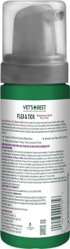 Vet's Best Natural Flea and Tick Cotton Spice Scent Plant-Based Waterless Cat Shampoo Spray - 5 Oz