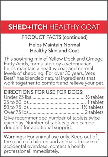 Vet's Best Shed & Itch Relief/Healthy Coat Dog Supplements - 50 Tablets