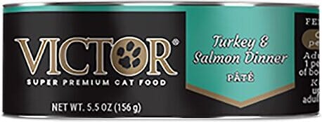 Victor Feline Turkey & Salmon Pate' Canned Cat Food - 5.5 oz - Case of 24