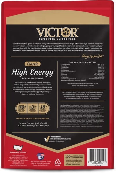 Victor High Energy Formula Dry Dog Food - 40 lb Bag