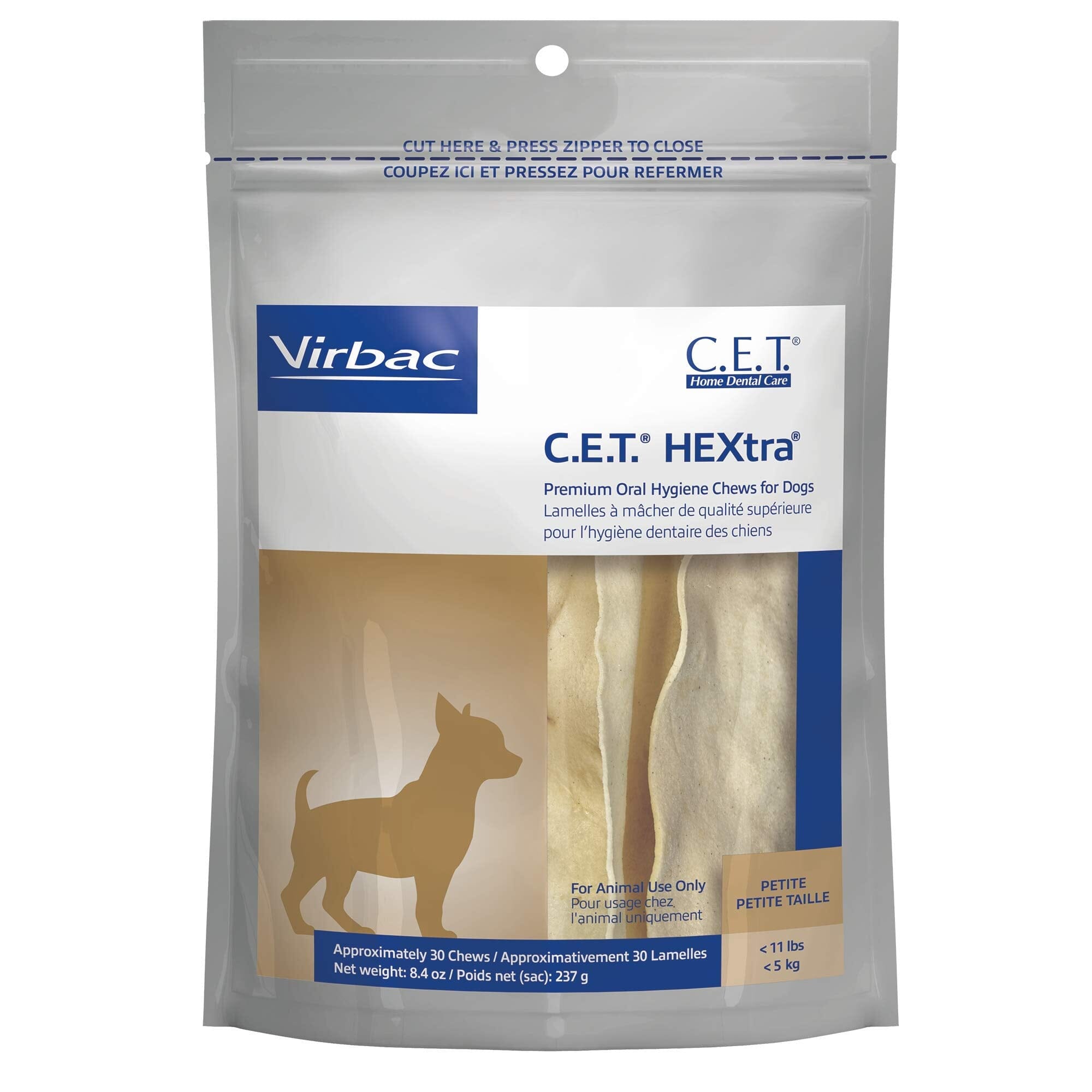 Virbac CET HeXtra Premium Oral Hygiene Beef Dog Chews - 30 Count - Pettite or Small  