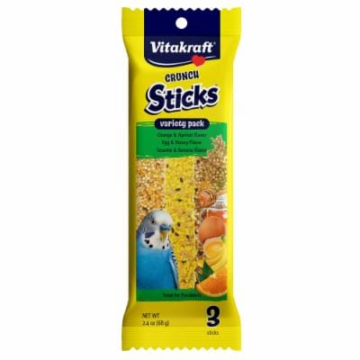 Vitakraft Crunch Sticks 3-Flavor Orange Apricot and Egg Honey and Sesame Banana Parakeet Bird Treats - Variety Pack - 2.4 Oz Default Title