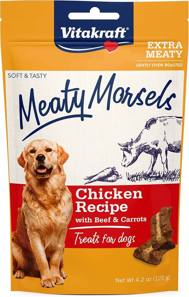 Vitakraft Meaty Morsels Treats for Dogs - Chicken Recipe with Beef & Carrots - 4.2 oz