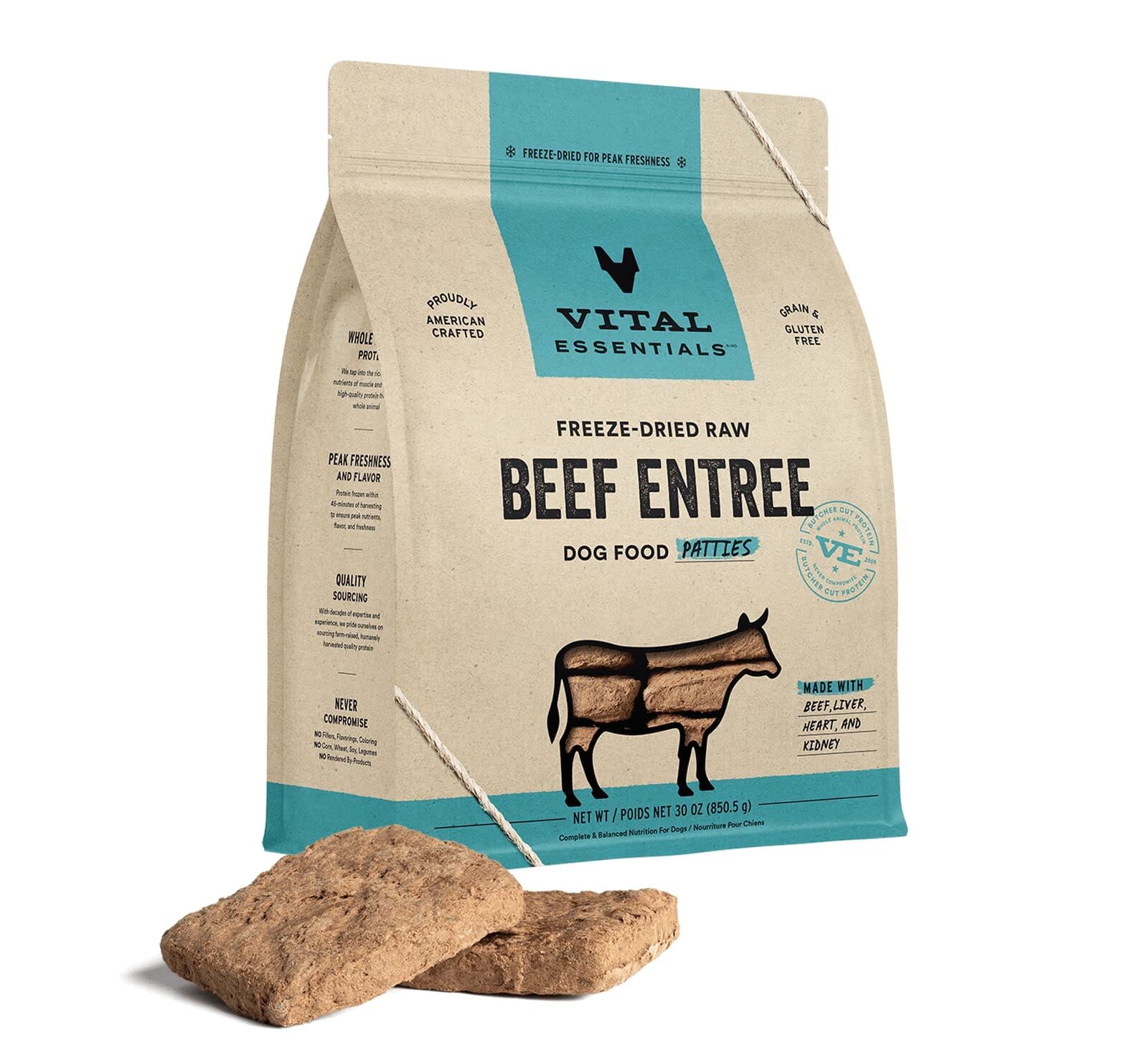 Vital Essentials Dog Frozen Fusion Patties Beef - 6 lbs  