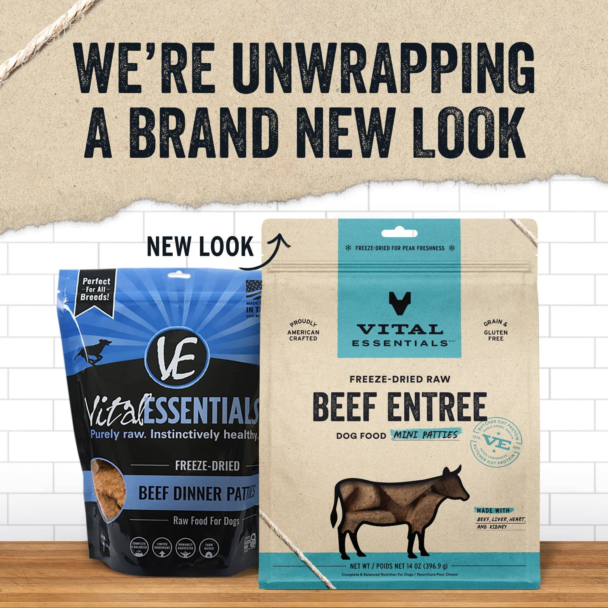 Vital Essential's Grain-Free Beef Entrée Mini Patties Freeze-Dried Dog Food - 14 Oz  