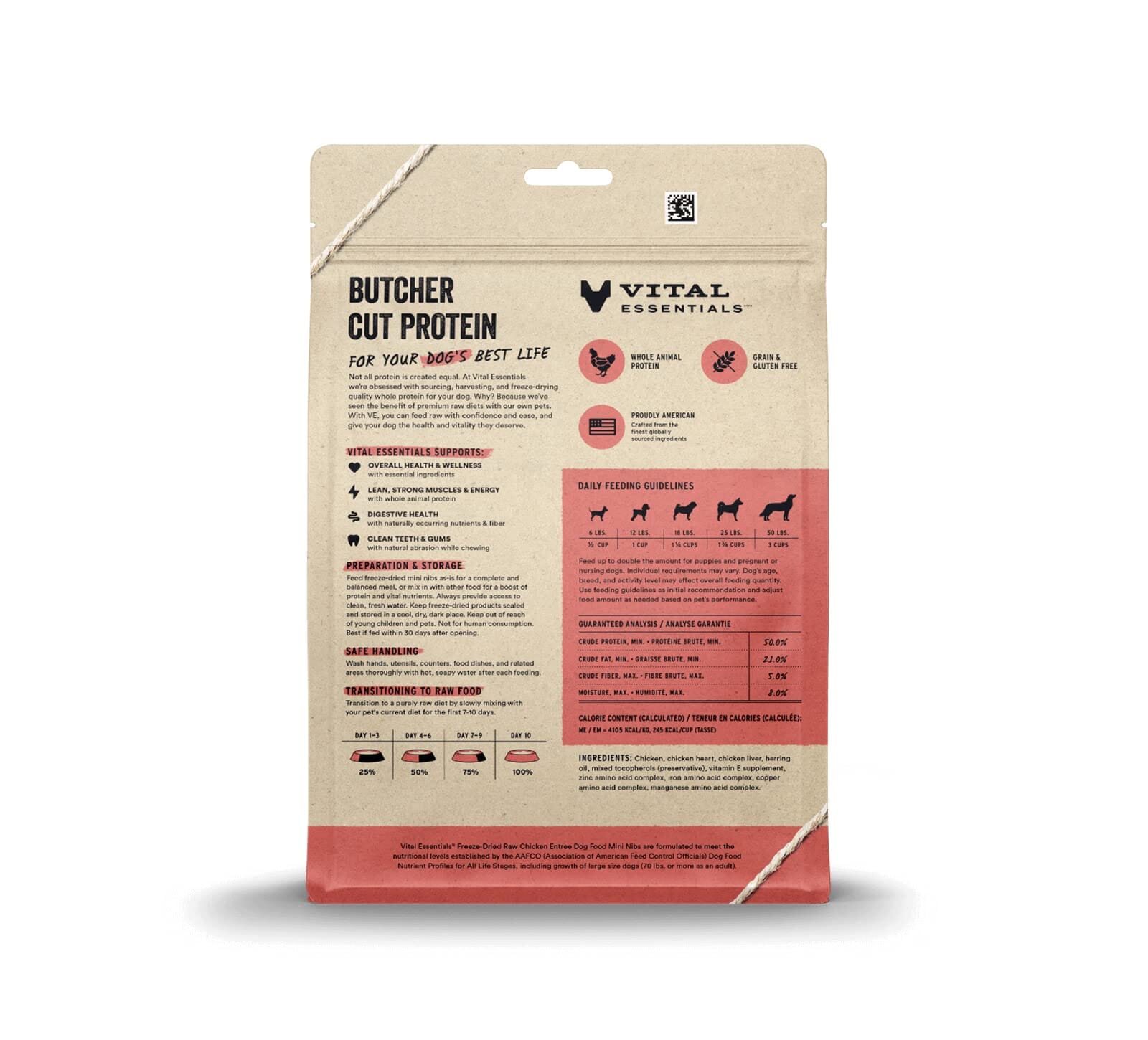 Vital Essential's Grain-Free Chicken Entrée Nibs Freeze-Dried Dog Food - 14 Oz  