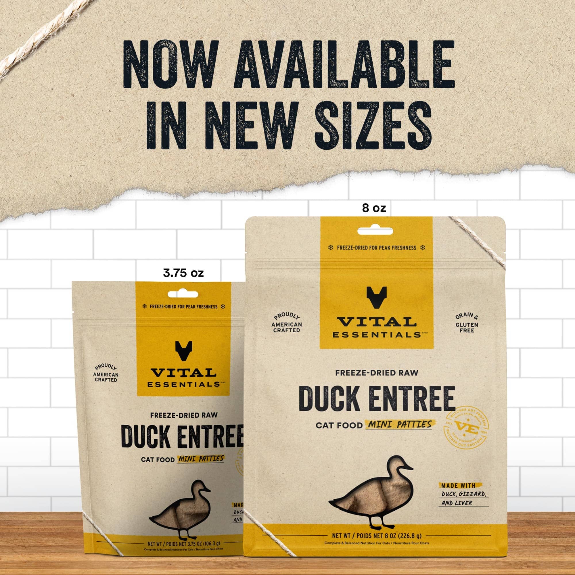 Vital Essential's Grain-Free Duck Entrée Mini Patties Freeze-Dried Cat Food - 8 Oz  