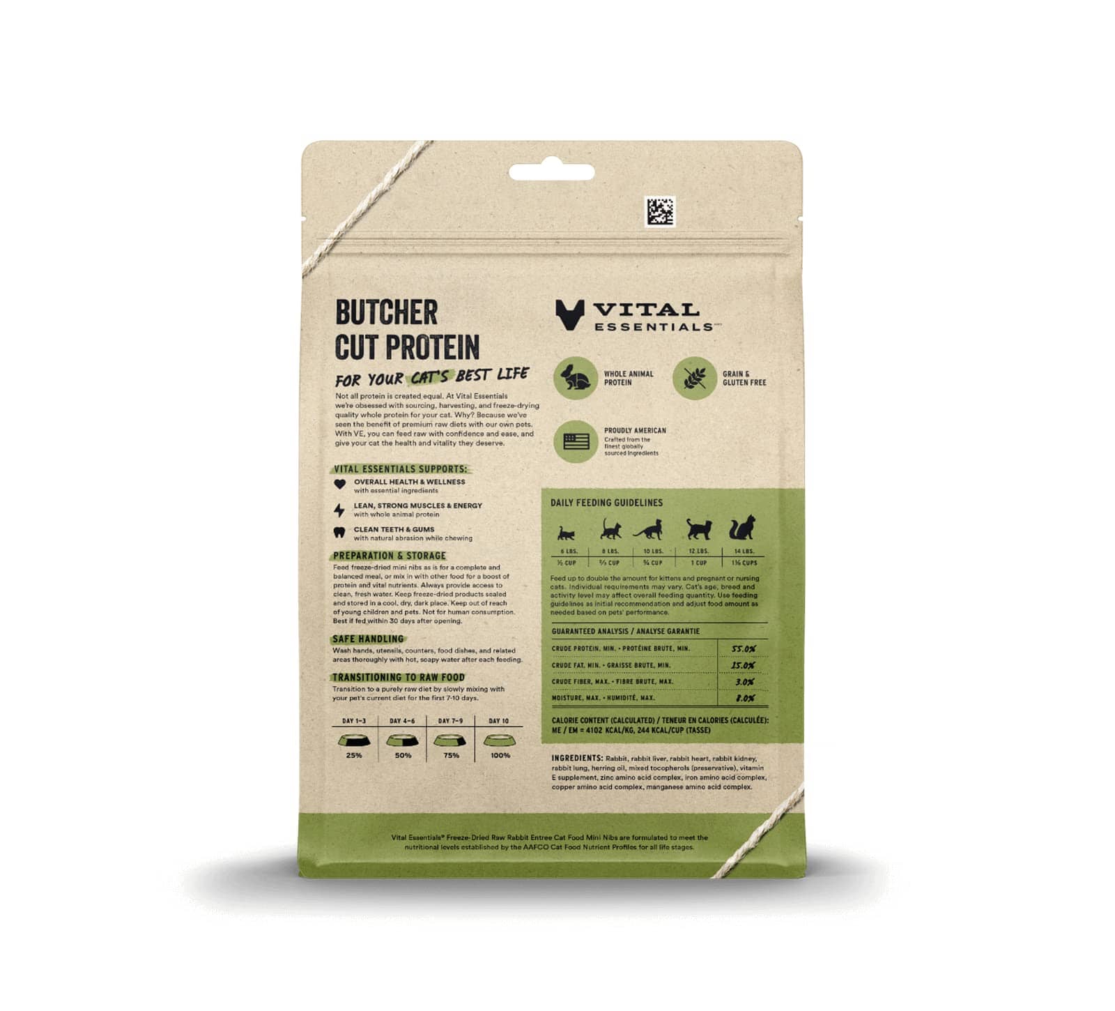 Vital Essential's Grain-Free Rabbit Entrée Mini Nibs Freeze-Dried Cat Food - 12 Oz  