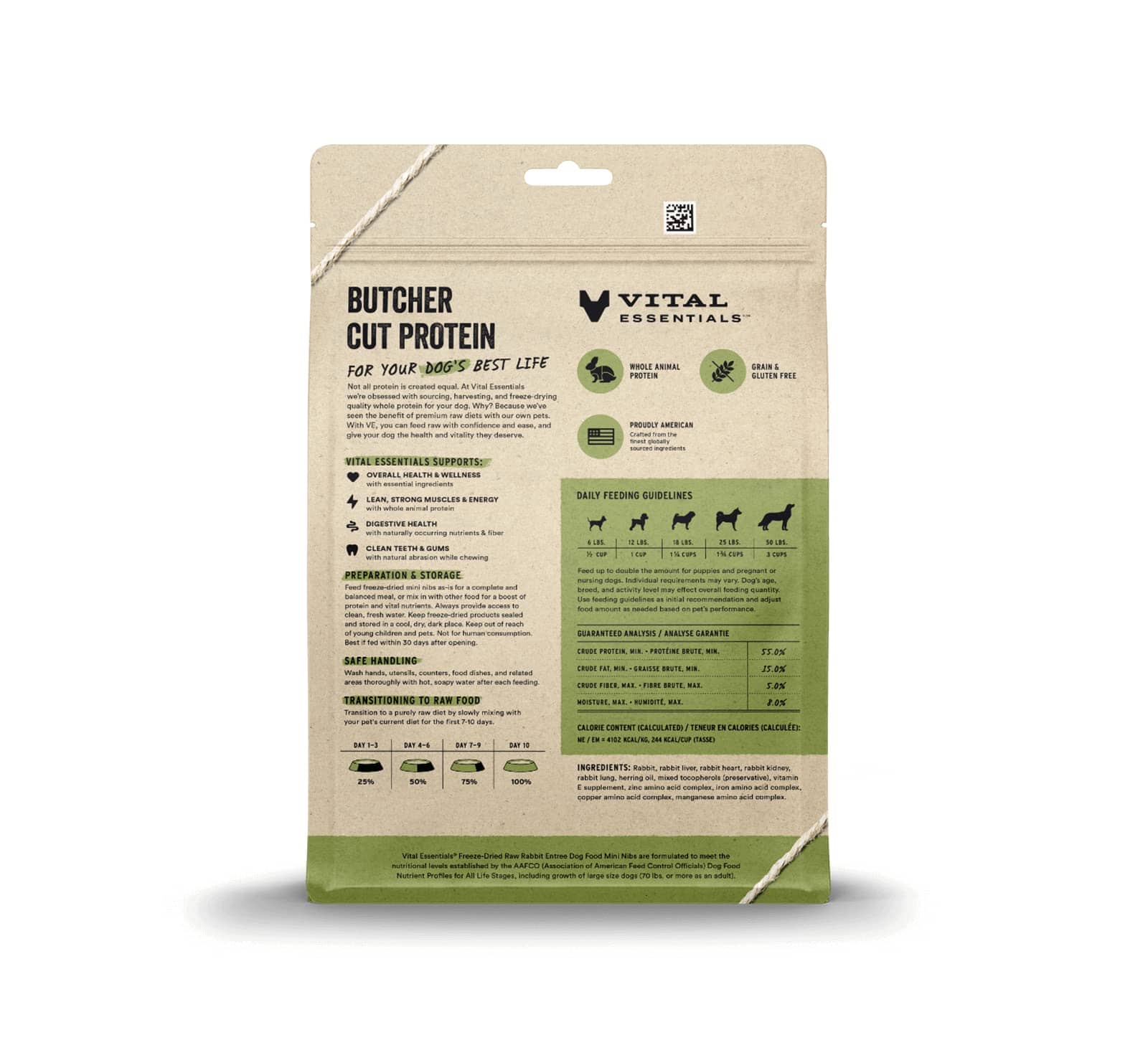 Vital Essential's Grain-Free Rabbit Entrée Mini Nibs Freeze-Dried Dog Food - 14 Oz  