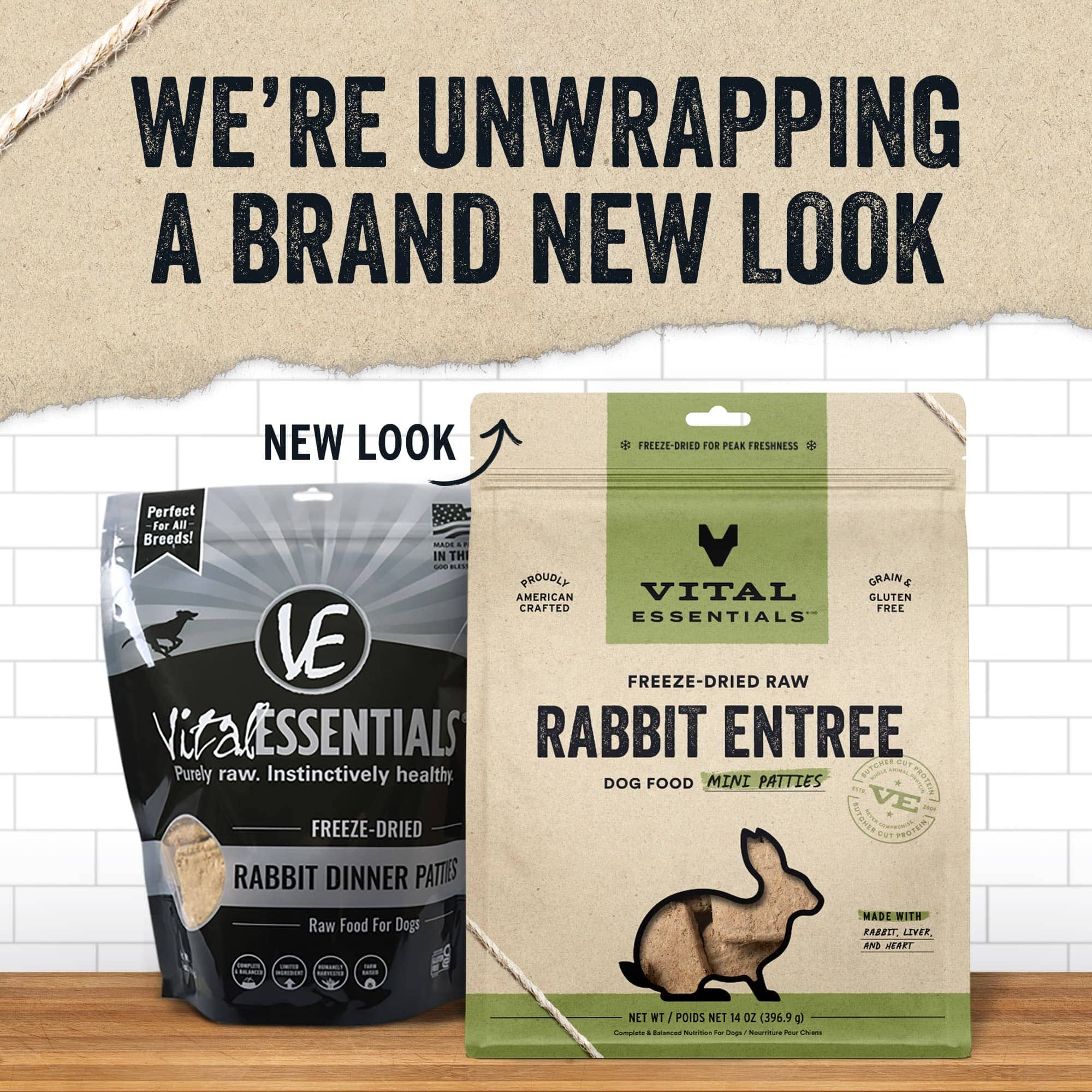 Vital Essential's Grain-Free Rabbit Entrée Mini Patties Freeze-Dried Dog Food - 14 Oz  