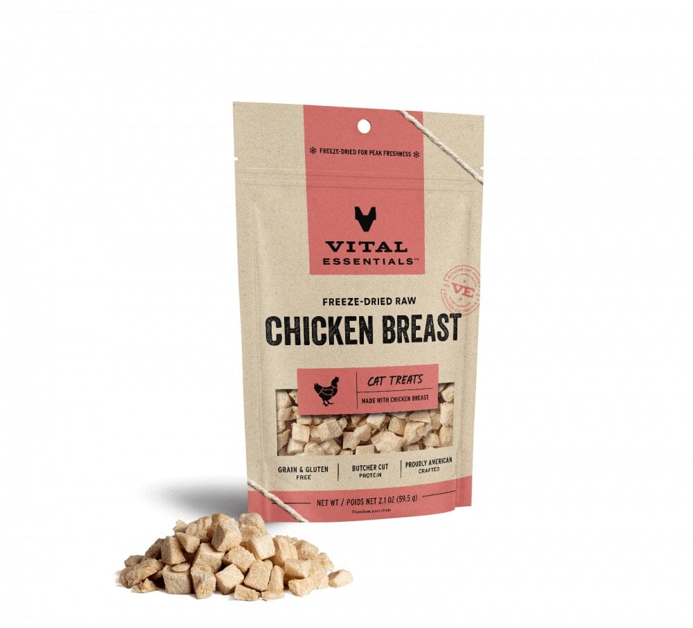 Vital Essentials Grain-Free Single Ingredient Chicken Breast Freeze-Dried Raw Cat Treats - 2.1 Oz - Case of 10 Default Title