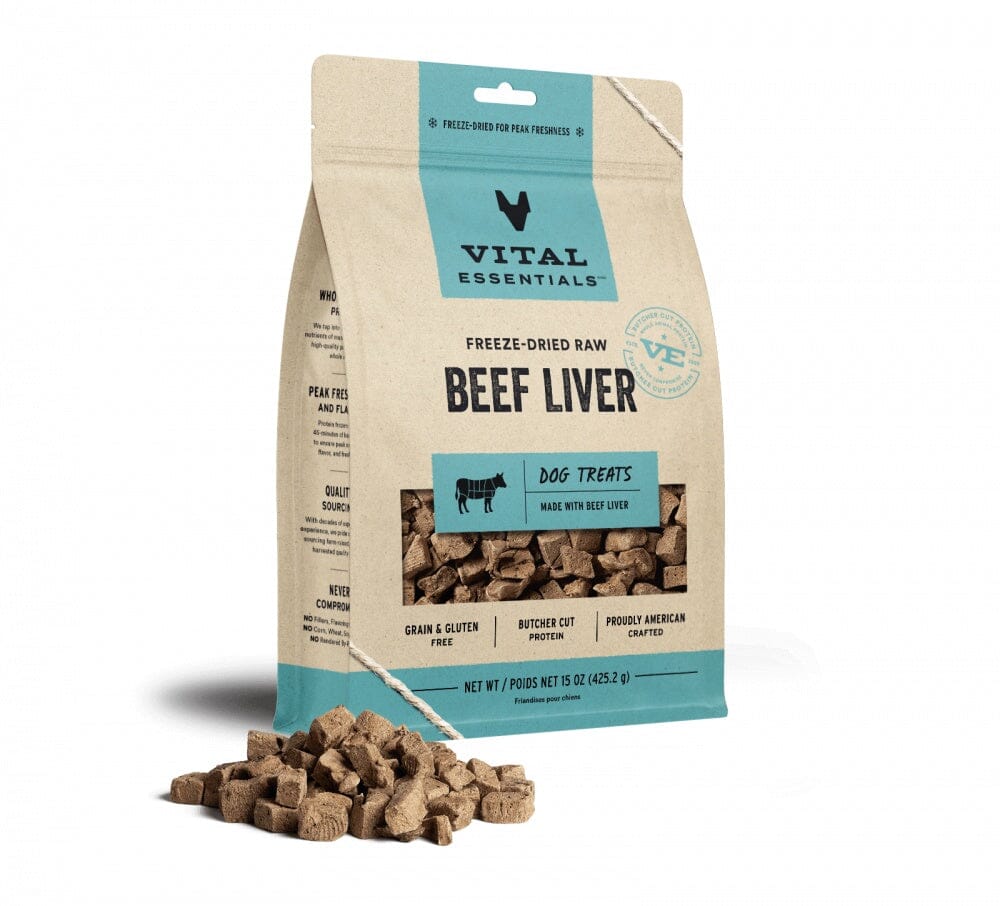 Vital Essentials Single Ingredient High-Protein Grain-Free Beef Liver Freeze-Dried Raw Training Dog Treats - 15 Oz Default Title