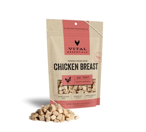 Vital Essentials Single Ingredient High-Protein Grain-Free Chicken Breast Freeze-Dried Raw Training Dog Treats 3.75 Ounce