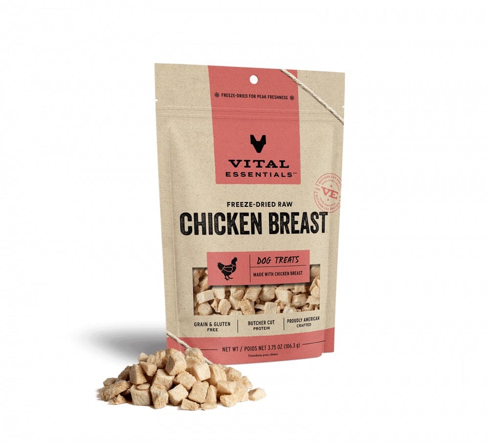 Vital Essentials Single Ingredient High-Protein Grain-Free Chicken Breast Freeze-Dried Raw Training Dog Treats 10 Ounce