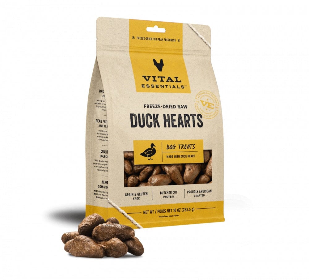 Vital Essentials Single Ingredient High-Protein Grain-Free Duck Hearts Freeze-Dried Raw Training Dog Treats - 10 Oz Default Title