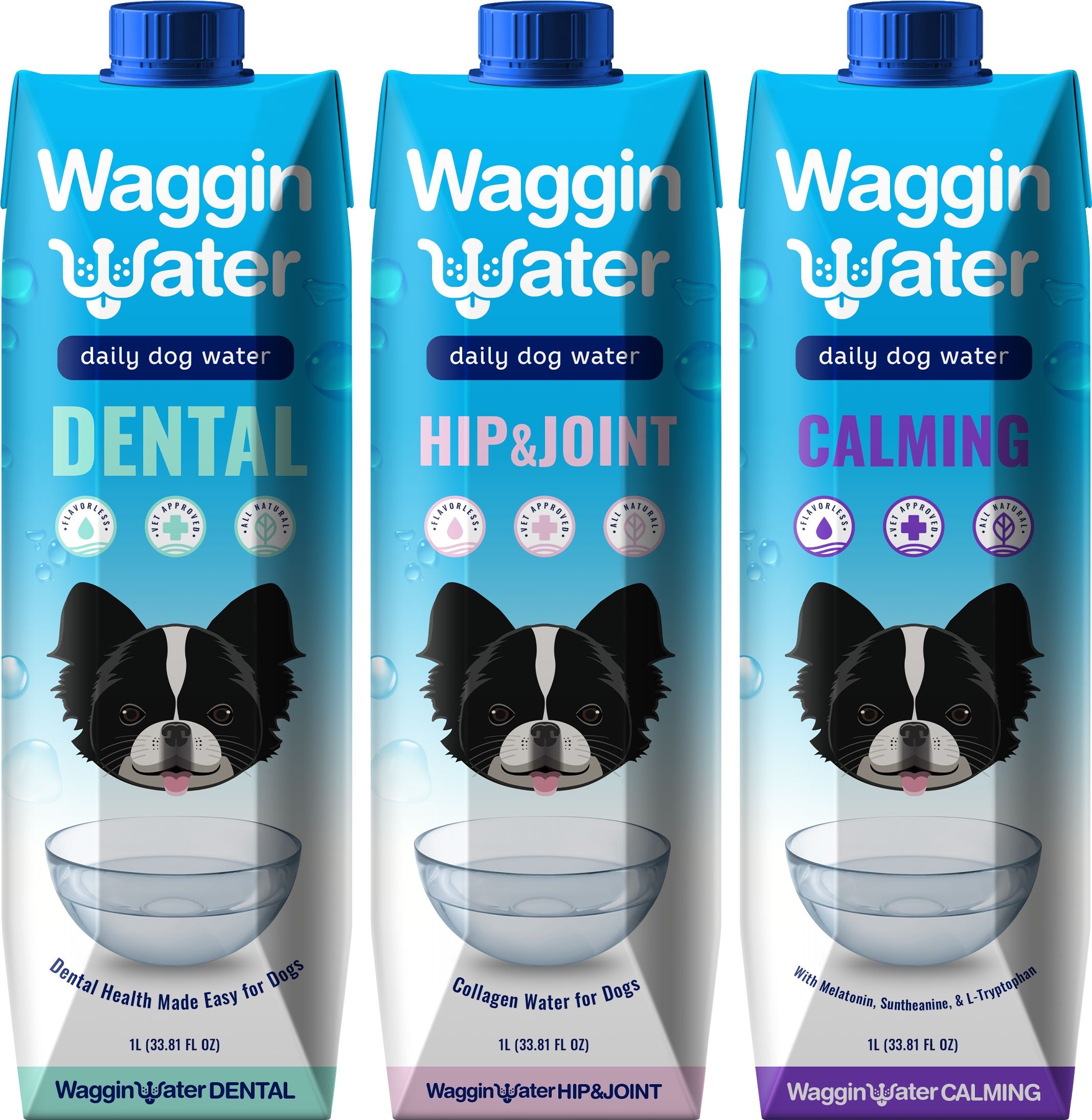 Waggin Water Daily Water Supplement for Dogs and Cats - Assorted Pack - 1 Ltr - Case of 12