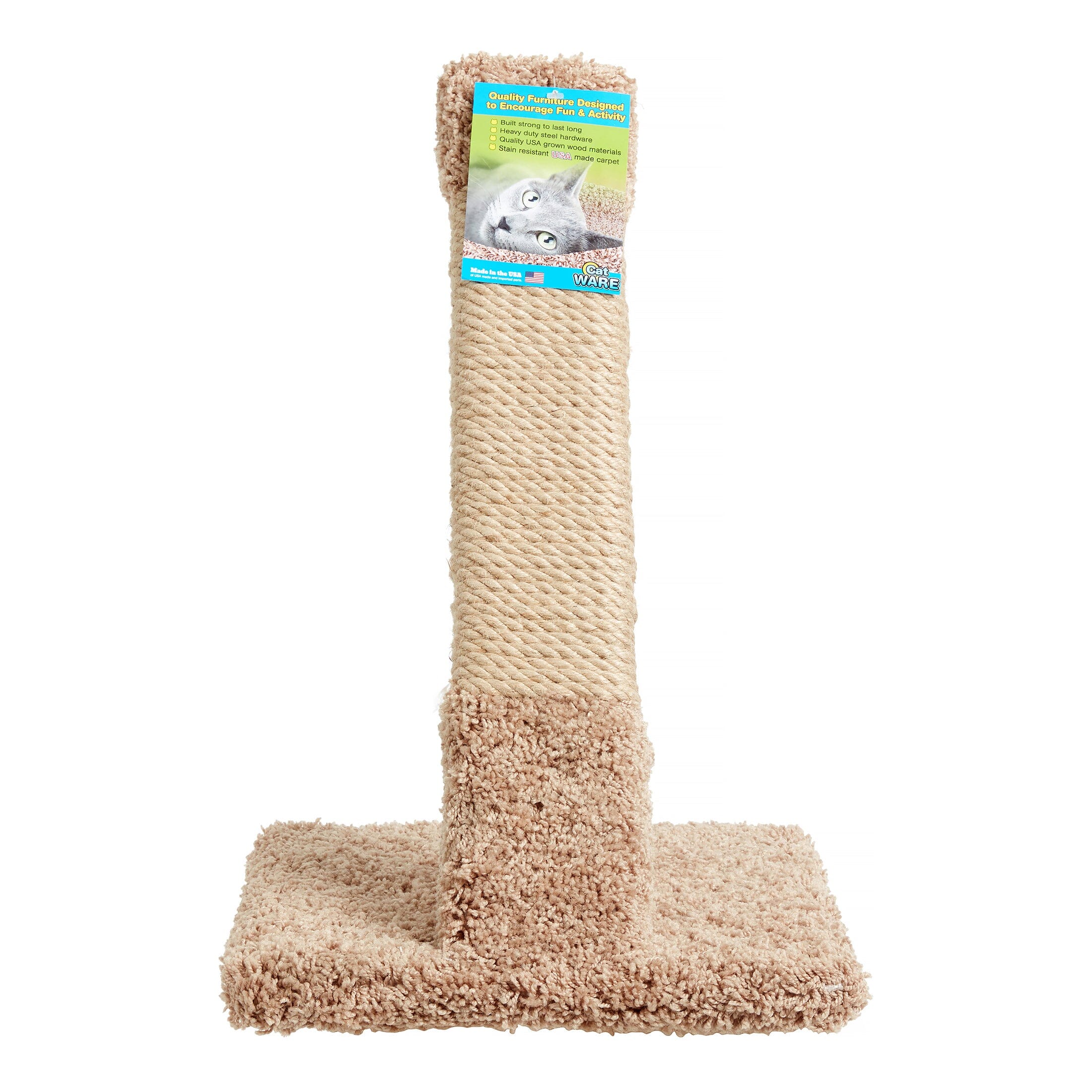 Ware Angled Carpet and Wood Furniture Roped Sisal Cat Scratcher - L:12 X W:12 X H:12 Inches Default Title